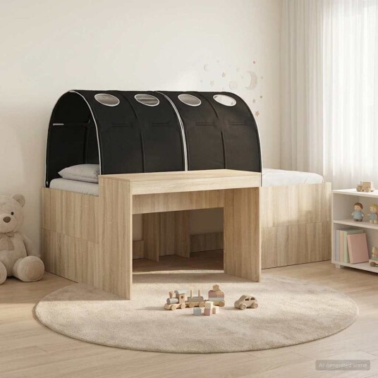  Senge ramme med tunnel 3 pcs Sonoma eik og svart Konstruert tre
