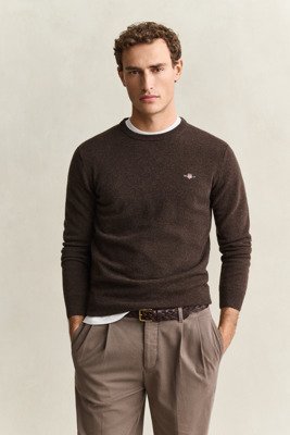 Gant Superfine Lambswool C Neck DK BROWN MELANGE L Gant Superfine Lambswool C Neck DK BROWN MELANGE L