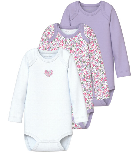 Name It Langermede body 3-pakning Pastell lilla