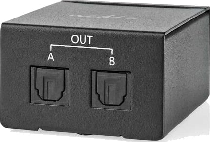 Nedis 2-veis TosLink Lydsplitter med Metallhus, Sort