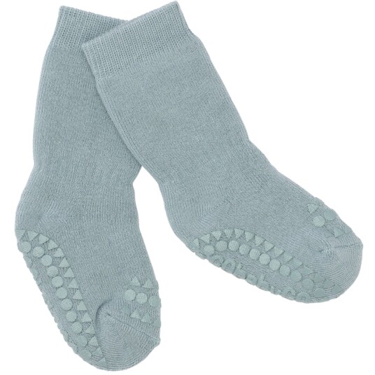 Gobabygo Dusty Blue Non Slip Strømper Organic Bomull 23-26