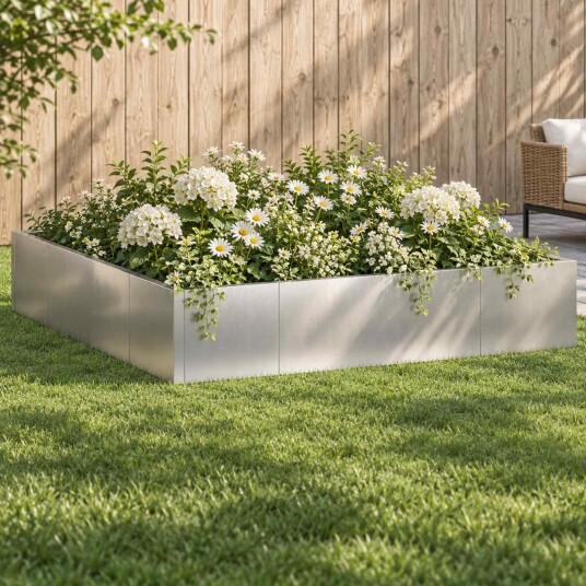vidaXL Støttemur 8 stk. 300 x 100 x 30 cm Rustfritt stål Sølv