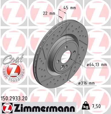 Bremseskive ZIMMERMANN 150.2933.20