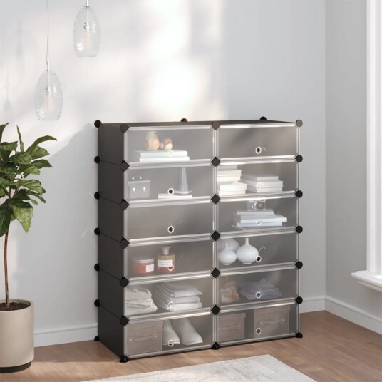 vidaXL Skostativ svart 94,5x36,5x106 cm PP vidaXL Skostativ svart 94,5x36,5x106 cm PP