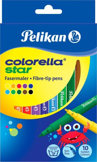 Pelikan Colorella Star Fargetusjer Vannbasert 10 Farger