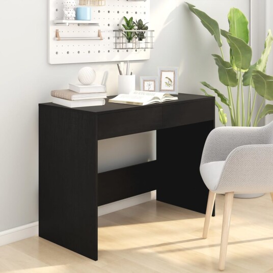 vidaXL Skrivebord svart 101x50x76,5 cm sponplate