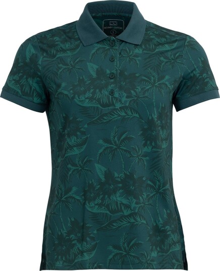 Bogeys & Birdies W Tech Button Pique AOP Grønn Golf pologenser dame Dk Green Medium