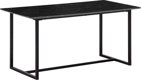 Spisebord Wohnling Industriell loftstil MDF med metalldetaljer i gull på bena Marmor, Svart, 180x90 cm - Marmor, Svart, 180x90 cm