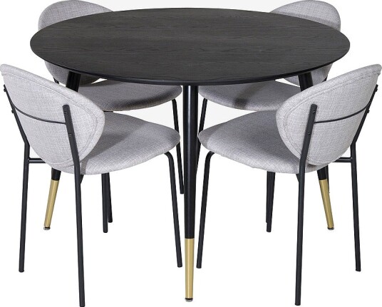 Venture Home Spisegruppe Dipp med 4 stk stoler Vault Svart Venture Home Spisegruppe Dipp med 4 stk stoler Vault Svart