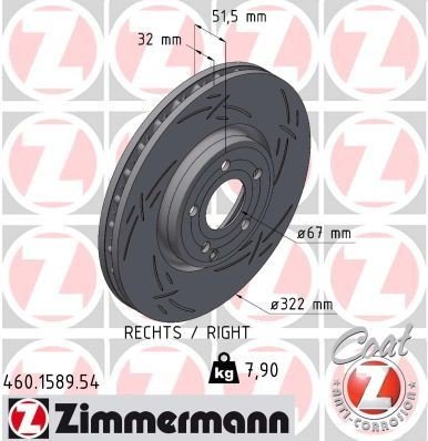 Bremseskive ZIMMERMANN 460.1589.54