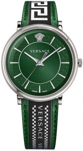 Versace Herreklokke VE5A01221 V Circle Grønn/Tekstil Ø42 mm Versace Herreklokke VE5A01221 V Circle Grønn/Tekstil Ø42 mm