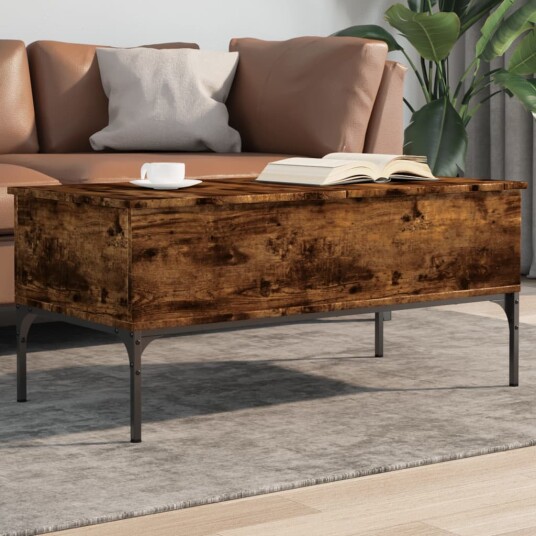  Salongbord røkt eik 100x50x45 cm konstruert tre og metall 8721012479524