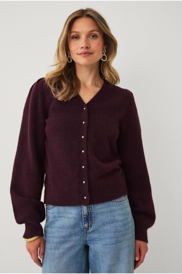 Ellos Collection Kardigan med puffermer Brun