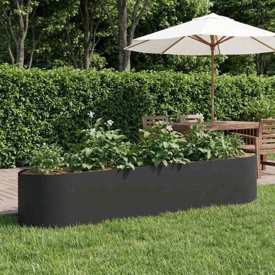 vidaXL Hevet Hagebed Svart 220 x 40 x 40 cm Stål
