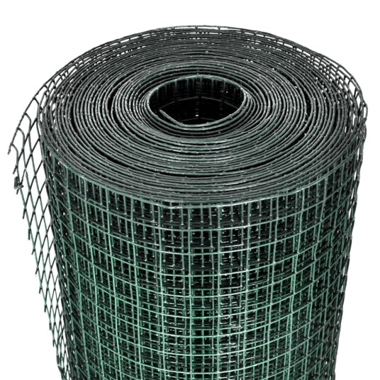 vidaXL Trådgjerde kylling galvanisert med PVC belegg 25x1 m grønn