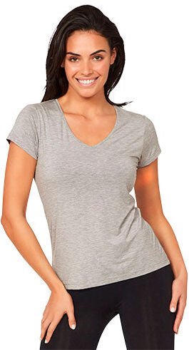Boody Women´s V-neck T-shirt Lysegrå   Str. L