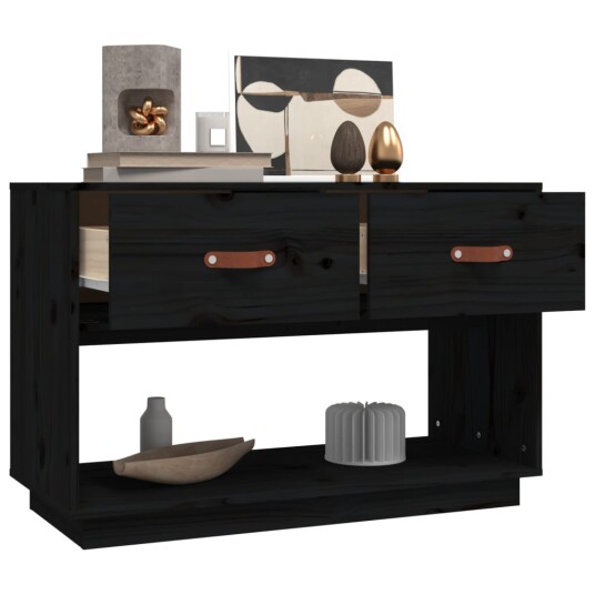 vidaXL TV-benk svart 90x40x60 cm heltre furu