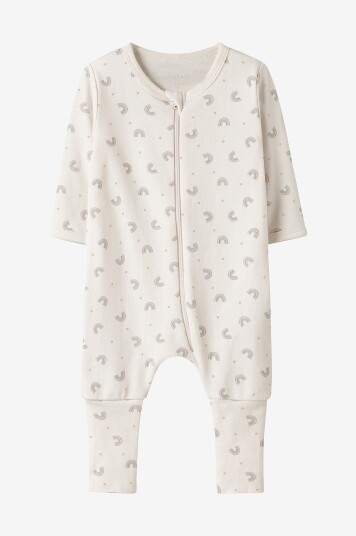 Name It Baby Pyjamasoverall nbfNightsuit Zip FF Jet Rainbow Hvit