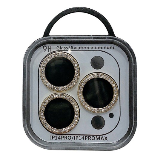 INCOVER iPhone 14 Pro / 14 Pro Max Kameralinsebeskyttelse med Rhinestone - Gull