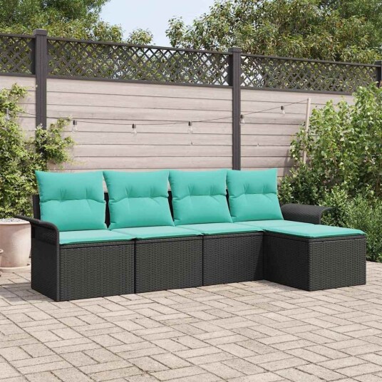 vidaXL Hagesofa Set med lagring 5 pcs Svart polyrotting