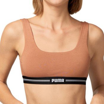 Puma BH Women Scoop Neck Top Mocca okologisk bomull Small Dame