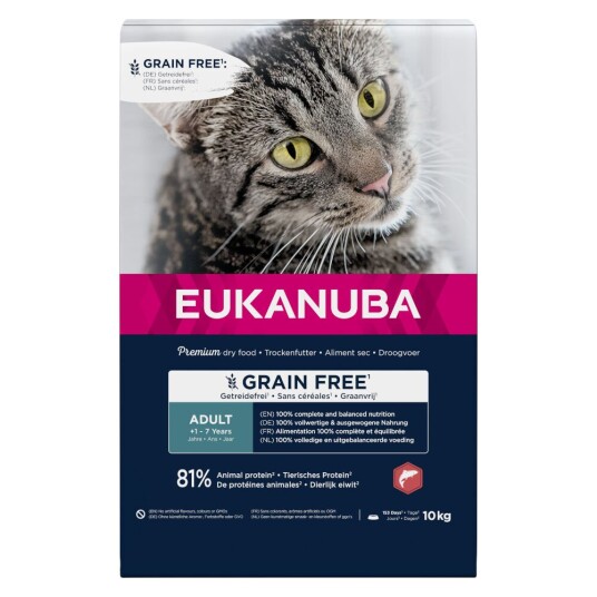Eukanuba 10 kg Kornfritt Kattemat med Laks - Optimal Helse og Fordøyelse