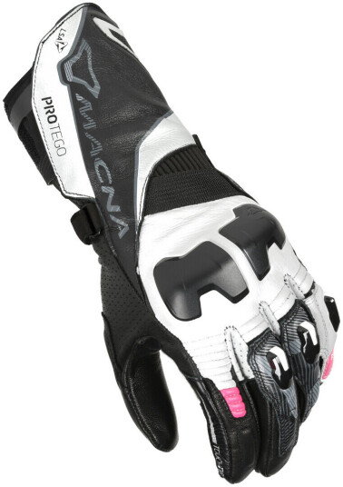 Macna Protego Damer Motorsykkel Hansker XL Svart Hvit Rosa Macna Protego Damer Motorsykkel Hansker XL Svart Hvit Rosa