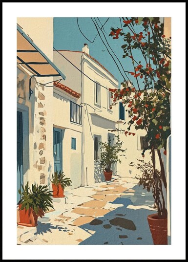 Sunny Mediterranean Alley Plakat Plakat / 21x30cm
