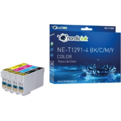 Nordicink XL Paket med 4 st kompatibla Blekkpatroner. BK/C/M/Y NE-T1295