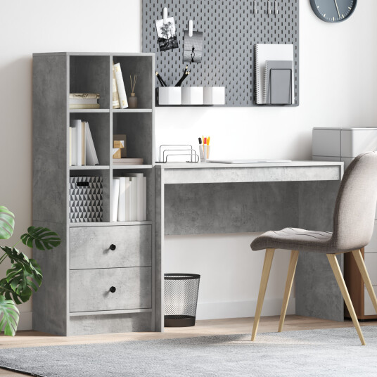  Skrivebord med lagring 2 pcs Betonggrå 100 x 40 x 76 cm