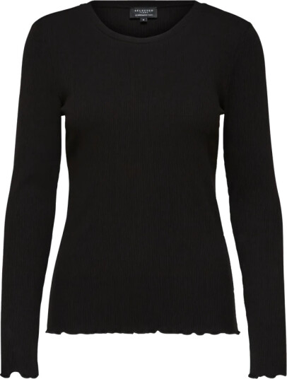 Selected Slfanna Ls Crew Neck Tee S Noos - Black - XS