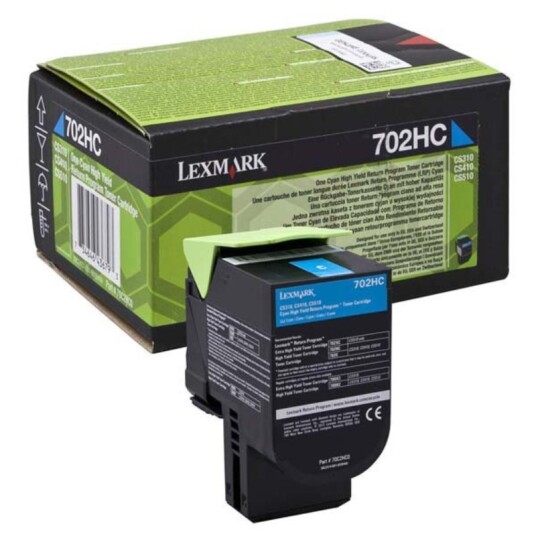 Lexmark 702HC C Toner - 70C2HC0 Original - Cyan 3000 sider Lexmark 702HC C Toner - 70C2HC0 Original - Cyan 3000 sider