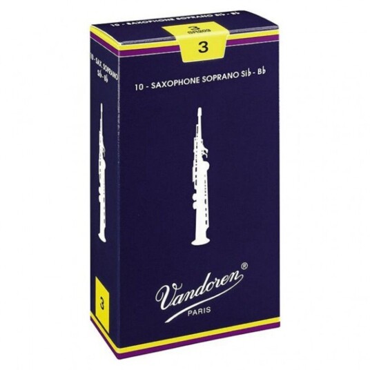 Vandoren Traditional Soprano Saxophone Reeds 3 (10 Pack) Vandoren Traditional Soprano Saxophone Reeds 3 (10 Pack)