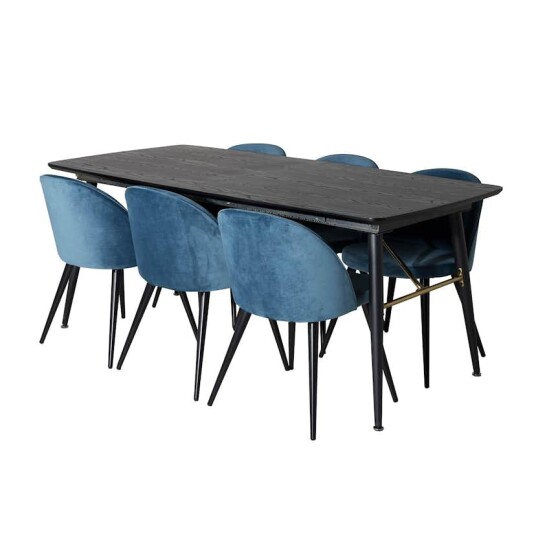 Venture Home Spisegruppe Venture Home Gold med 6 Velvet Stoler GR19420