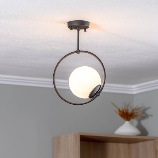 Opviq Taklampe GMN-000013 svart glassskjerm 1 lyskilde.