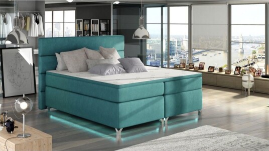Boxspring Eltap Amadeo med LED Orinoco 85 Blå 160x200 cm