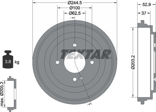 TEXTAR 94048100 Bremsetrommel TEXTAR 94048100 Bremsetrommel