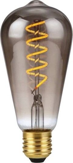 Spl E27 4W dimbar LED filamentpære ST64 Rustika 2200K røykfarget glass Flex filament Dimbar : Dimbar Kulør : Ekstra varm Spl E27 4W dimbar LED filamentpære ST64 Rustika 2200K røykfarget glass Flex filament Dimbar : Dimbar Kulør : Ekstra varm