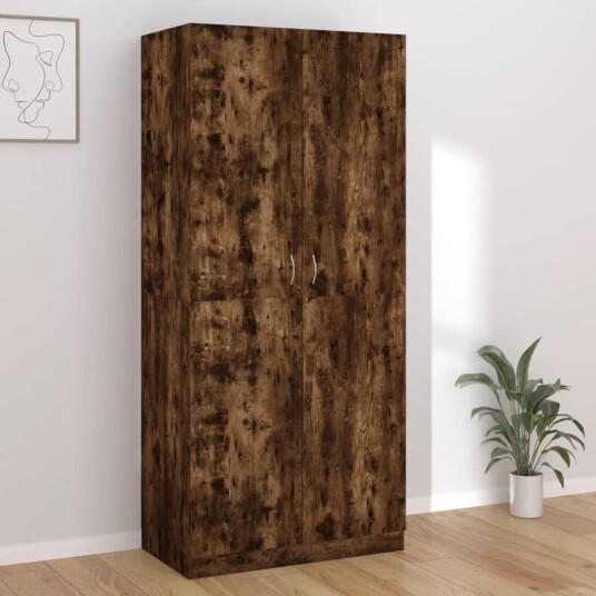 vidaXL Garderobe røkt eik 90x52x200 cm konstruert tre