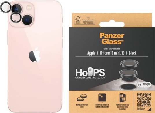 PanzerGlass Hoops Kamerabeskyttelse for iPhone 13/13 Mini - Herdet Glass - Svart