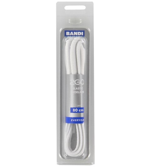 2Go Elastiske Skolisser 80 cm 1 Par Hvit OneSize Skolisser