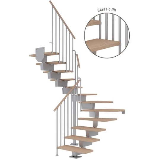 Dolle Dubai U trapp Pearl Grey classic Iiii hvitoljeret Eik 80 14 Loddret Høyde 255 315cm Dolle Dubai U trapp Pearl Grey classic Iiii hvitoljeret Eik 80 14 Loddret Høyde 255 315cm