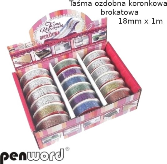 Polsirhurt Dekorativ Blondebånd Med Glitter 18 Mm X 1 M 18 Stk Polsirhurt Dekorativ Blondebånd Med Glitter 18 Mm X 1 M 18 Stk