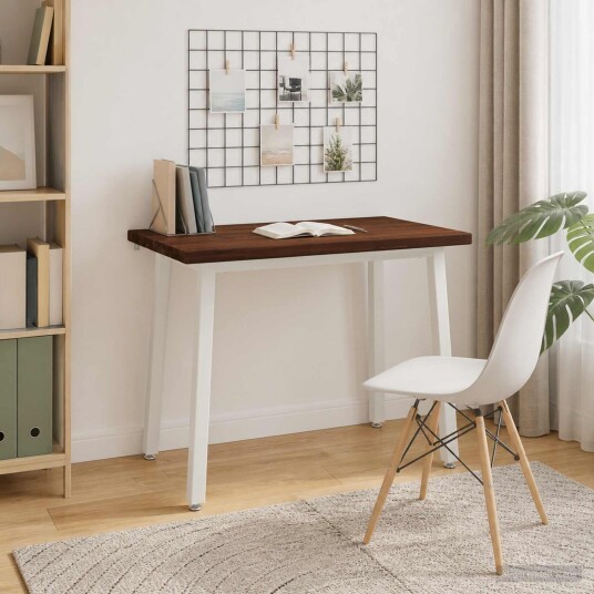 vidaXL 110 x 55 x 75 cm Solid akasietre Mørk Brun og Hvit Rektangulær