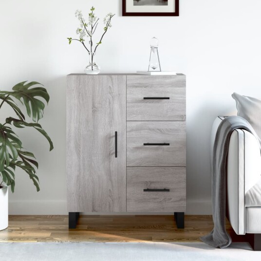 vidaXL Skjenk grå sonoma 69,5x34x90 cm konstruert tre vidaXL Skjenk grå sonoma 69,5x34x90 cm konstruert tre