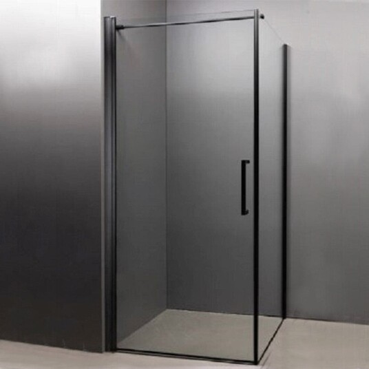 Sanipro Town Fastvegg - Pris pr stk Svart Matt / 100cm Klart Glass