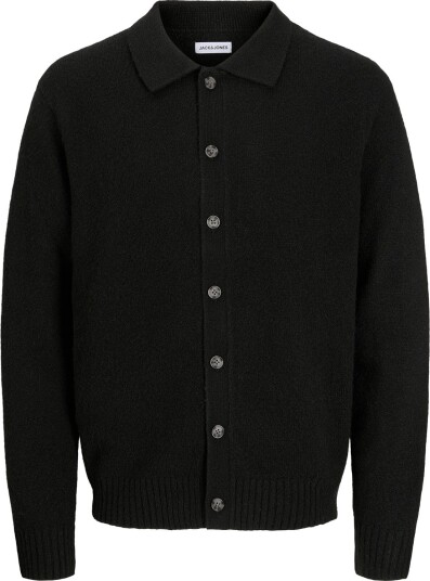 Jack & Jones Jjesoho Ollie Knit Polo Cardigan   BLACK   XL