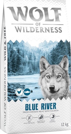 Wolf Of Wilderness Tørrfôr Adult Blue River Laks Sparepakke Ny Oppskrift 2 X 12 kg