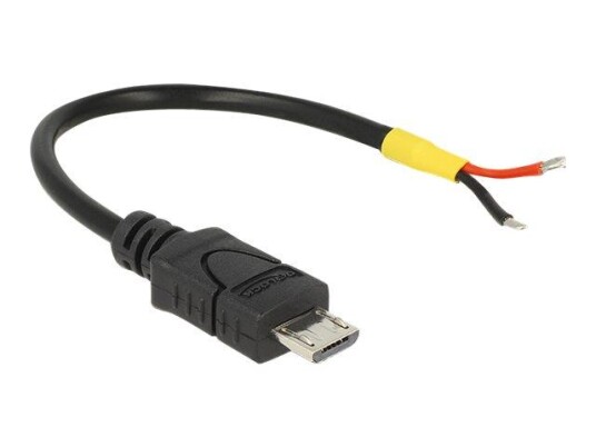 Delock USB 2.0 Micro-B male > 2 x open wires - strømkabel - Micro-USB type B (kun strøm) til uisolert tråd - 10 cm