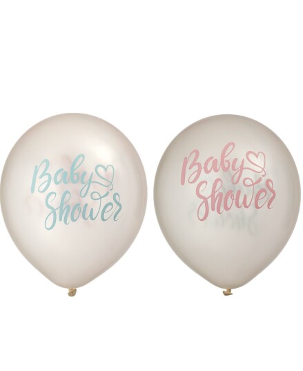 6 stk Rosa og Blå Babyshower Ballonger 30 cm